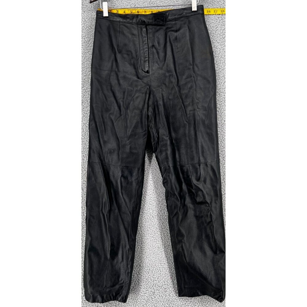 VTG Julie & Andrew Collection Italy Lamb Black Leather Pants Women's Size 12